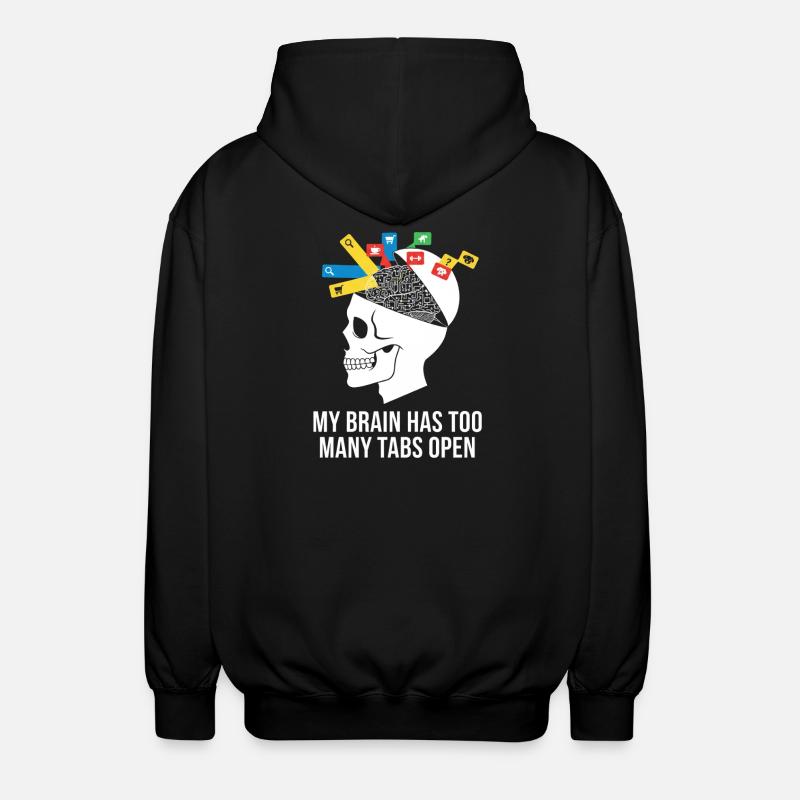 Tabs öffnen Schädelhirn Meme - Unisex Kapuzenjacke - Schwarz
