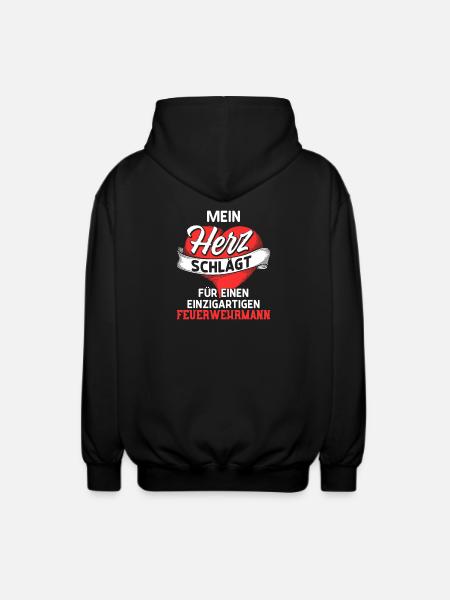 Heart beats for a firefighter - Unisex Hooded Jacket - black