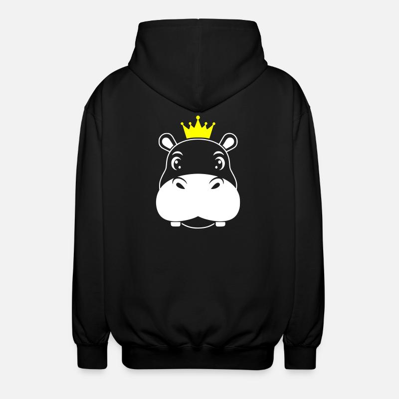 Nilpferd König Krone Prinz Vektor - Unisex Kapuzenjacke - Schwarz