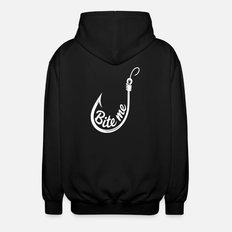 Bite Me Hook Illustration - Unisex Hooded Jacket - black