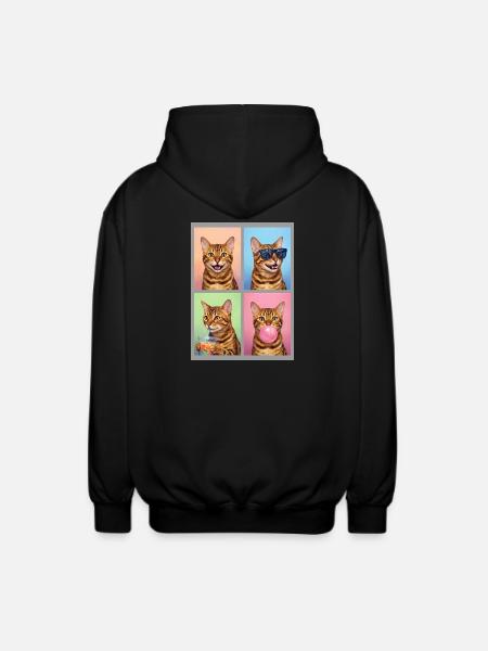 Chats Bengal Cat - Veste Ă capuche unisexe - noir