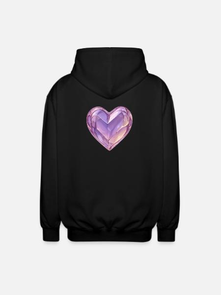 3D Glas Herz Lila - Unisex Kapuzenjacke - Schwarz