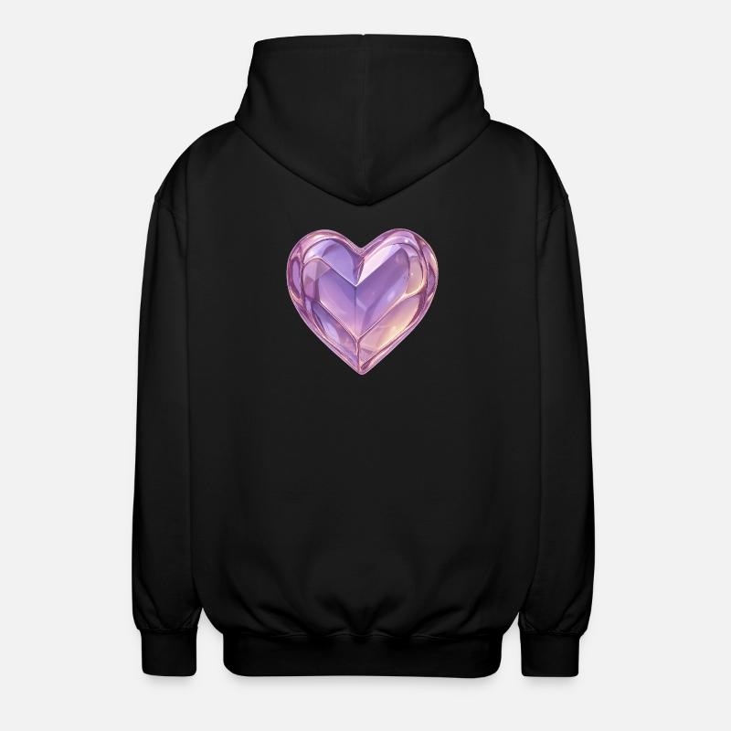 Coeur en verre 3D violet - Veste à capuche unisexe - noir