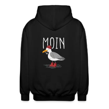 Moin Möwe Seemann - Unisex Kapuzenjacke - Schwarz - Hinten - AI Model Male 185 light (185cm)