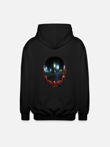 Astronaut Futuristic Helmet - Unisex Hooded Jacket - black