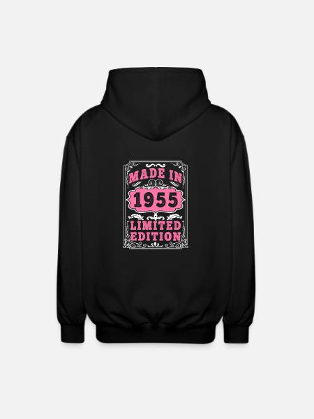 Vintage Born in 1955 made in 1955 70 years old. Art_20 - Unisex Hooded Jacket - black