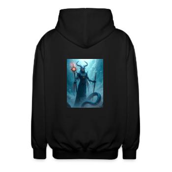 Veles, Slavic underworld god with serpent - Unisex Hooded Jacket - black - Back - AI Model Male 185 light (185cm)