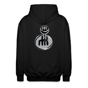 Gangschaltung - Autosport - Unisex Kapuzenjacke - Schwarz - Hinten - AI Model Male 185 light (185cm)