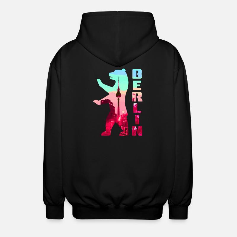 Silhouette de néon d’ours de Berlin - Veste à capuche unisexe - noir