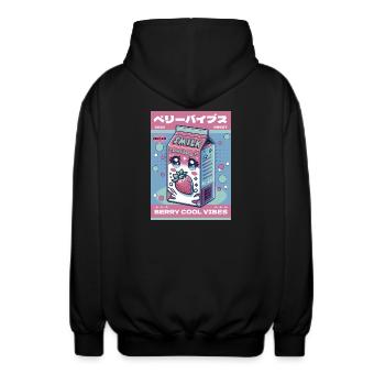 Berry Cool Vibes - Unisex Hooded Jacket - black - Back - AI Model Male 185 light (185cm)