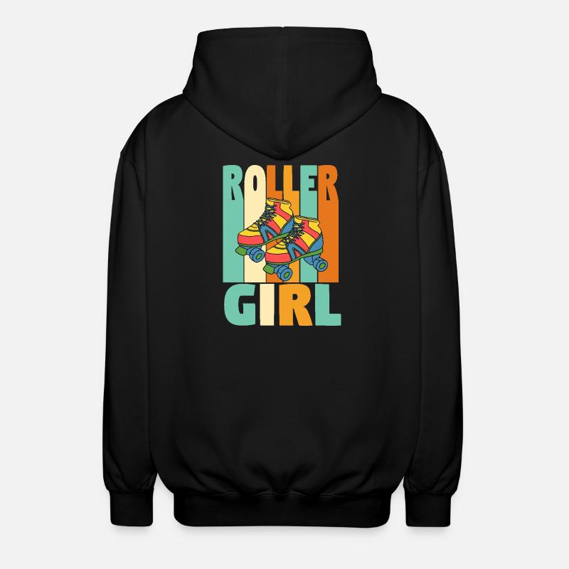 Retro Roller Mädchen - Unisex Kapuzenjacke - Schwarz