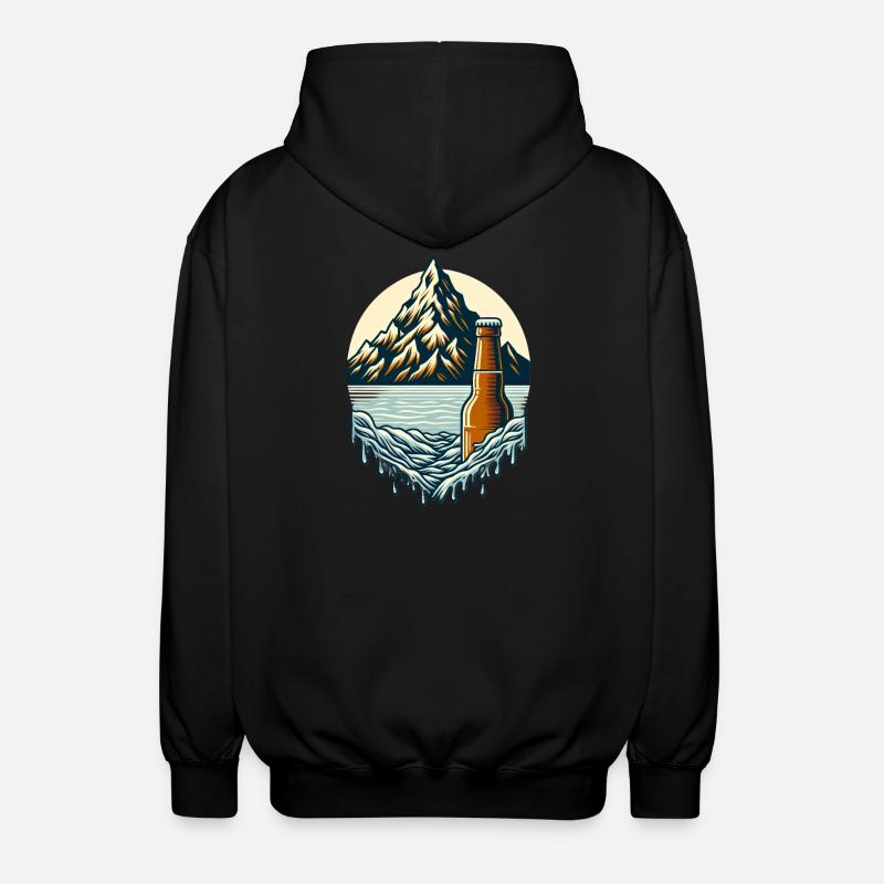 Gipfelsee mit Bierflasche - Unisex Kapuzenjacke - Schwarz