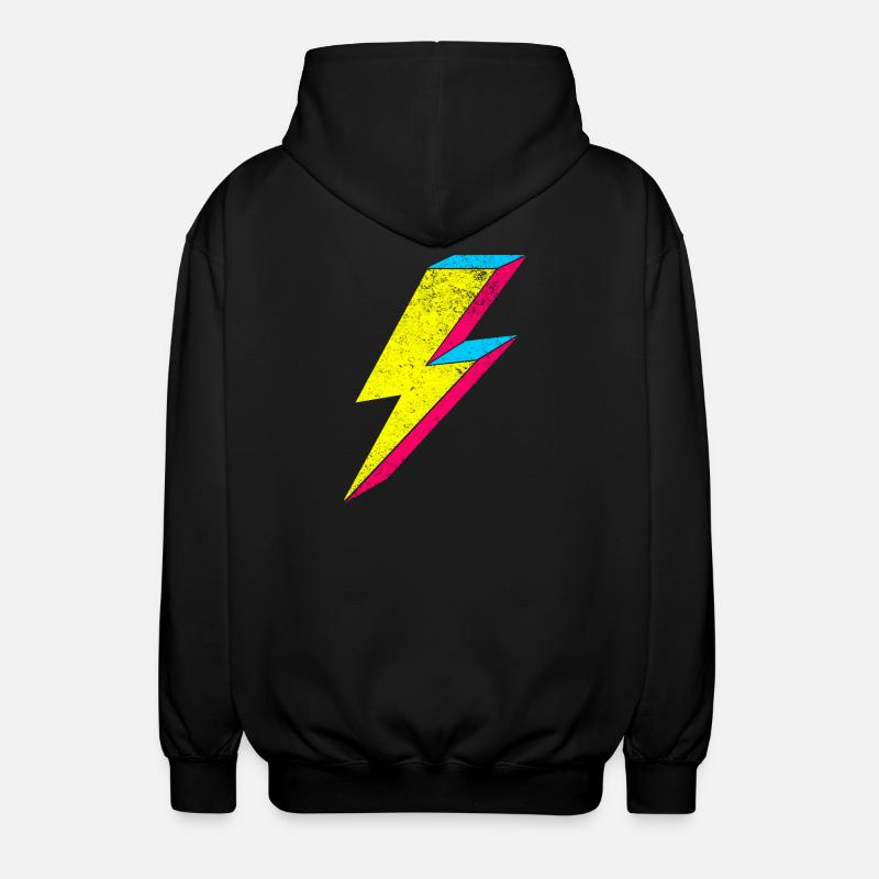 Neon Flash Lightning Design 70s 80s - Unisex Hooded Jacket - black
