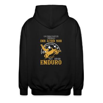 Älterer Mann Enduro - Unisex Kapuzenjacke - Schwarz - Hinten - AI Model Male 185 light (185cm)