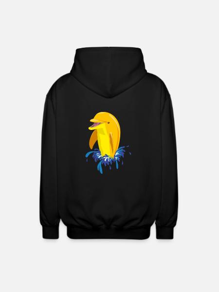 Dolphin yellow splashes - Unisex Hooded Jacket - black