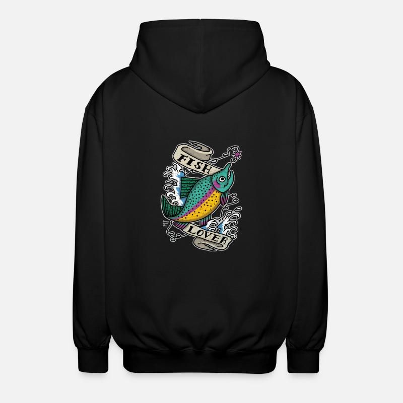fish - Unisex Hooded Jacket - black