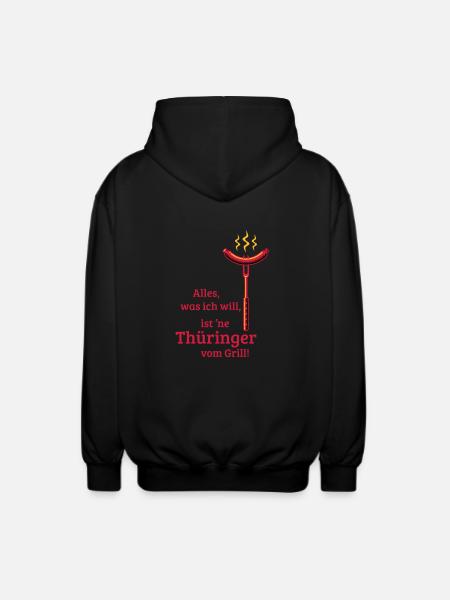 Eine Thüringer vom Grill! (3C) - Unisex Kapuzenjacke - Schwarz