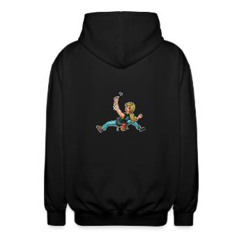 Weiblicher Kletterer (Weiblicher Sportkletterer) 1 - Unisex Kapuzenjacke - Schwarz - Hinten - AI Model Male 185 light (185cm)