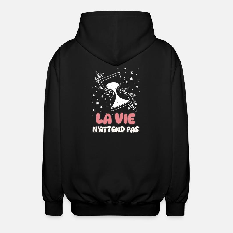 Life Doesn't Wait - Unisex Hooded Jacket - black