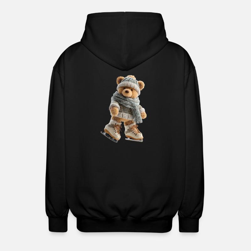 SchlittschuhlaufenderWinterbär Eiszauber mit Schal - Unisex Hooded Jacket - black
