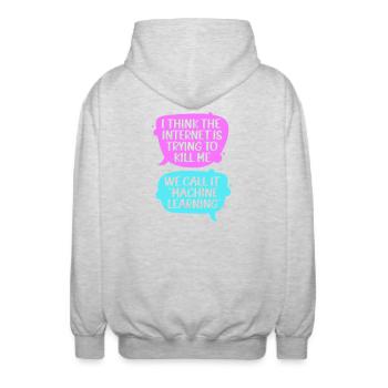 GPT Programmer Coder - Unisex Hooded Jacket - light heather grey - Back - AI Model Male 185 light (185cm)