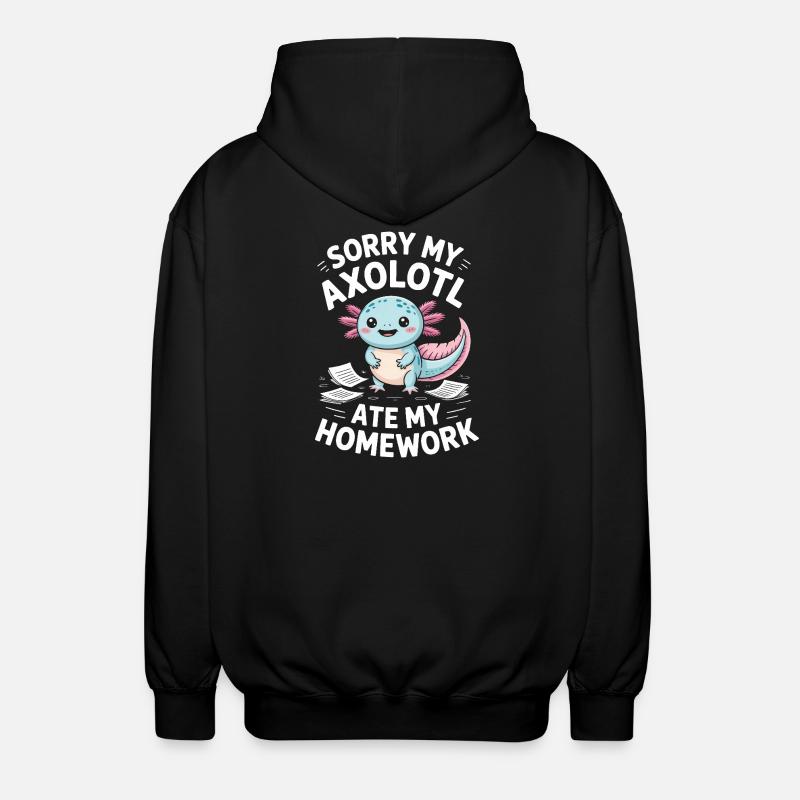 Axolotl Ate My Homework - Unisex Hooded Jacket - black