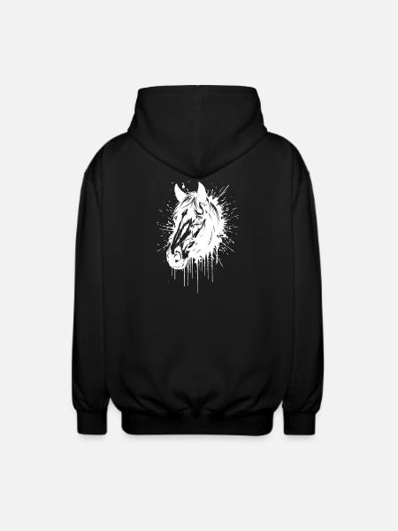 White Splash Horse Head - Unisex Hooded Jacket - black