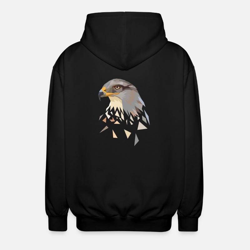 Adler geometrisch Low Poly Adlerkopf - Unisex Kapuzenjacke - Schwarz