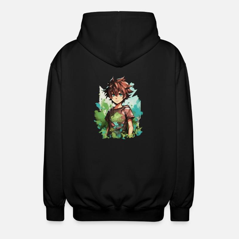 Anime Boy - Unisex Hooded Jacket - black