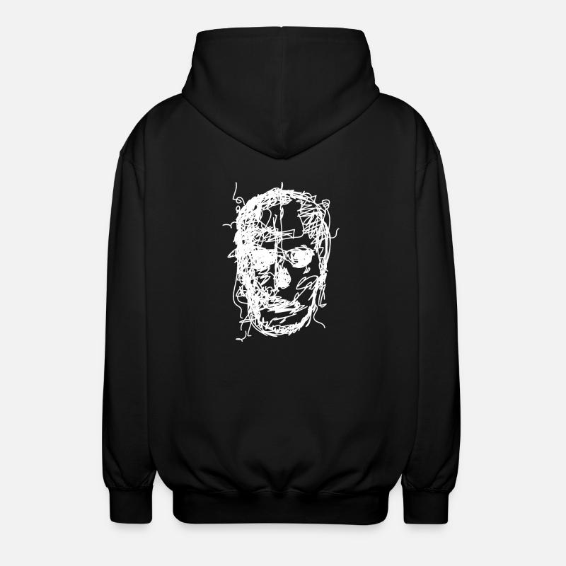 Skull Drawing - Unisex Hooded Jacket - black
