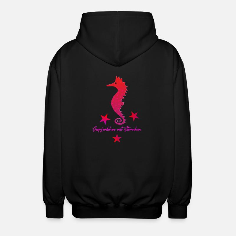 rotes Seepferd mit Sternchen - Unisex Kapuzenjacke - Schwarz
