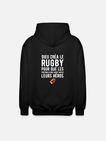 Dieu créa le rugby humour - Veste à capuche unisexe - noir