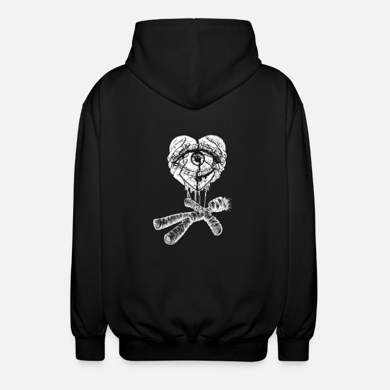 Coeur, œil et poupée - Veste à capuche unisexe - noir