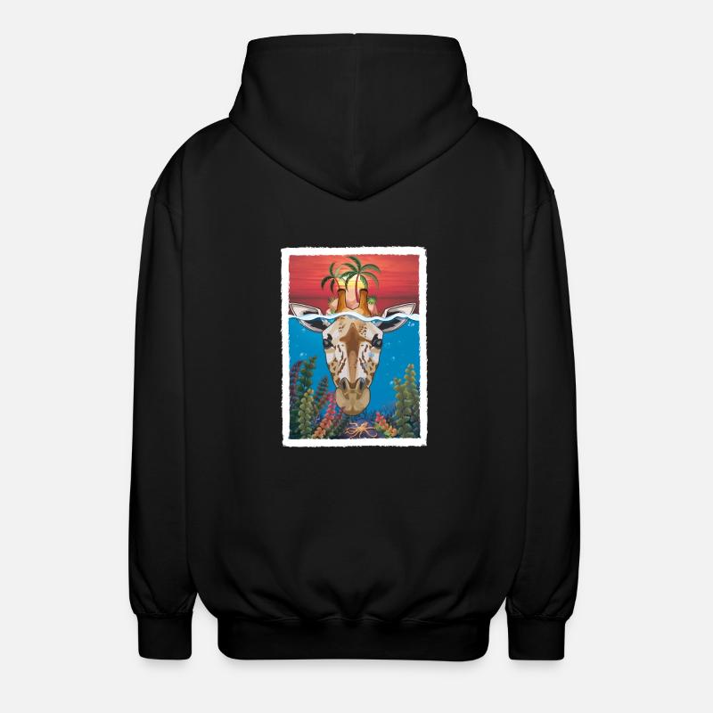 Giraffe unter Wasser 2 - Unisex Kapuzenjacke - Schwarz