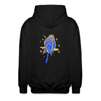 Rose dorée avec paillettes - Veste à capuche unisexe - noir - Dos - AI Model Male 185 light (185cm)