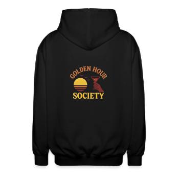 Golden Hour Society - Unisex Kapuzenjacke - Schwarz - Hinten - AI Model Male 185 light (185cm)