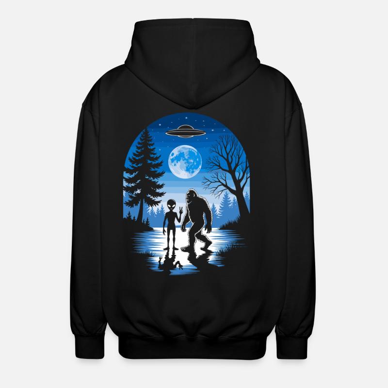 Alien, Bigfoot, UFO - Unisex Hooded Jacket - black