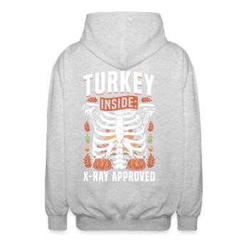 Fall Season Turkey Thanksgiving Xray - Unisex Hooded Jacket - light heather grey - Back - AI Model Male 185 light (185cm)