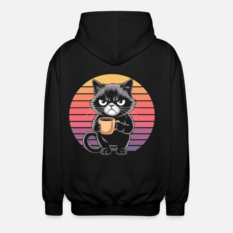Morgenkatze mit Koffein - Unisex Kapuzenjacke - Schwarz