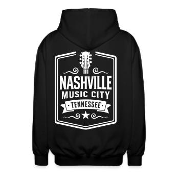 Nashville Music City Gitarre Tennessee - Unisex Kapuzenjacke - Schwarz - Hinten - AI Model Male 185 light (185cm)