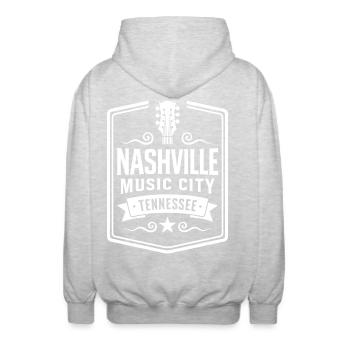 Nashville Music City Gitarre Tennessee - Unisex Kapuzenjacke - Hellgrau meliert - Hinten - AI Model Male 185 light (185cm)