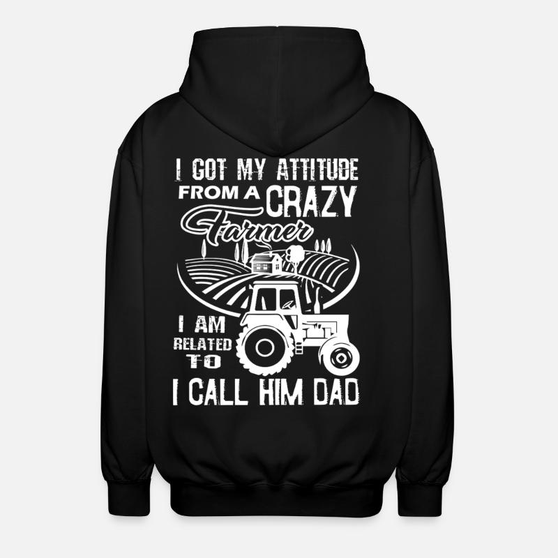 Father's Day Farmer Dad - Unisex Hooded Jacket - black