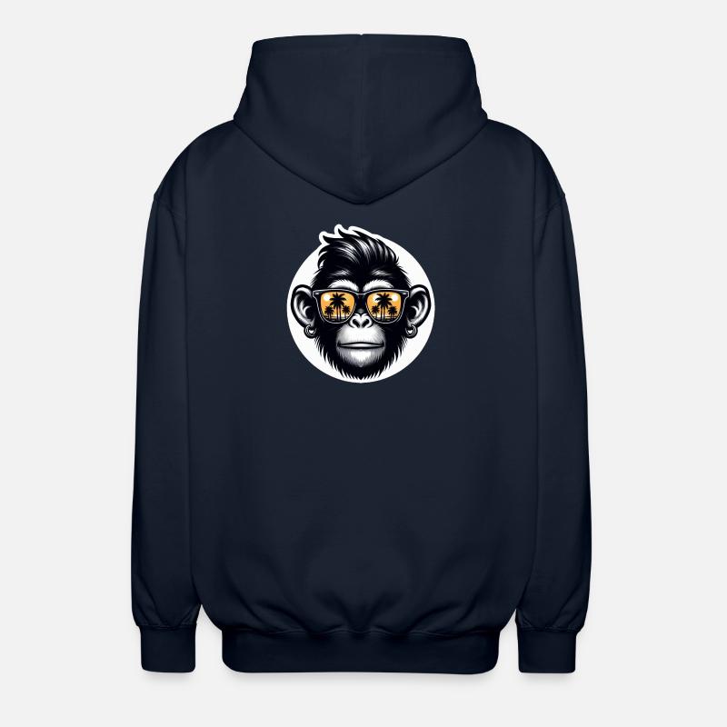 Monkey Glasses Palm Trees - Unisex Hooded Jacket - navy