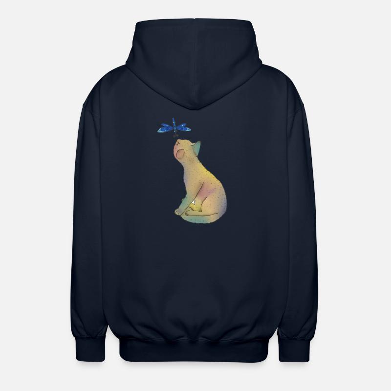 Katze mit blauer Libelle - Unisex Kapuzenjacke - Navy