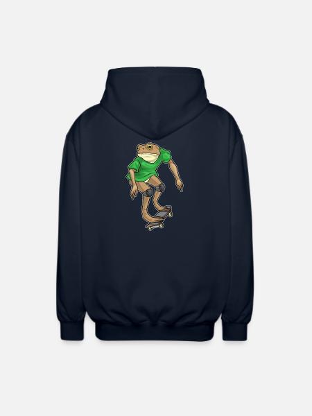 Frog Skater Skateboard - Unisex Hooded Jacket - navy