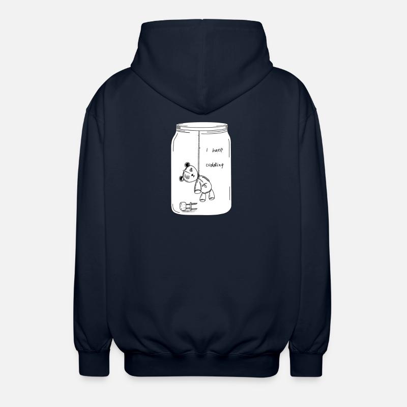 I hate cuddling (BW Version) - Unisex Hooded Jacket - navy