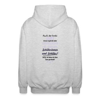 Bester Lehrer Tasse - Unisex Kapuzenjacke - Hellgrau meliert - Hinten - AI Model Male 185 light (185cm)