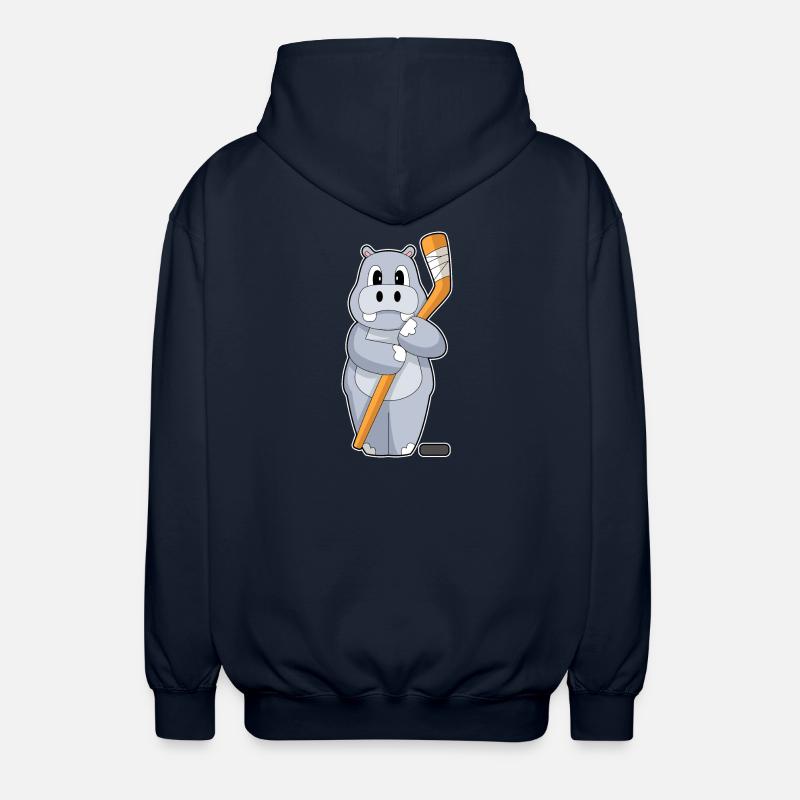 Nilpferd Eishockey Eishockeyschläger - Unisex Kapuzenjacke - Navy
