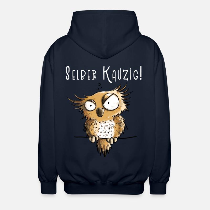 Selber Kauzig Eule Funmotiv Mit Spruch - Unisex Kapuzenjacke - Navy