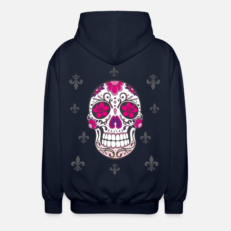Sugar Skull Fleur De Lis - Veste à capuche unisexe - marine